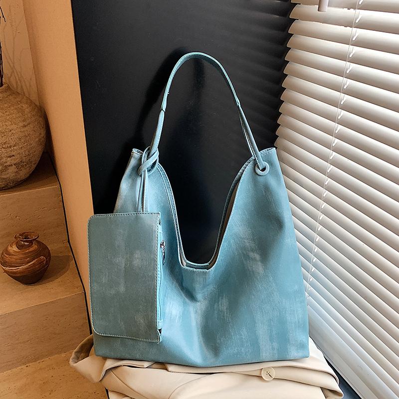 Einfache Damen-Komposit-Tasche mit großem Fassungsvermögen, vielseitige einfarbige Tragetaschen für den täglichen Gebrauch und Reisen, klassische PU-Leder-Einschultertasche