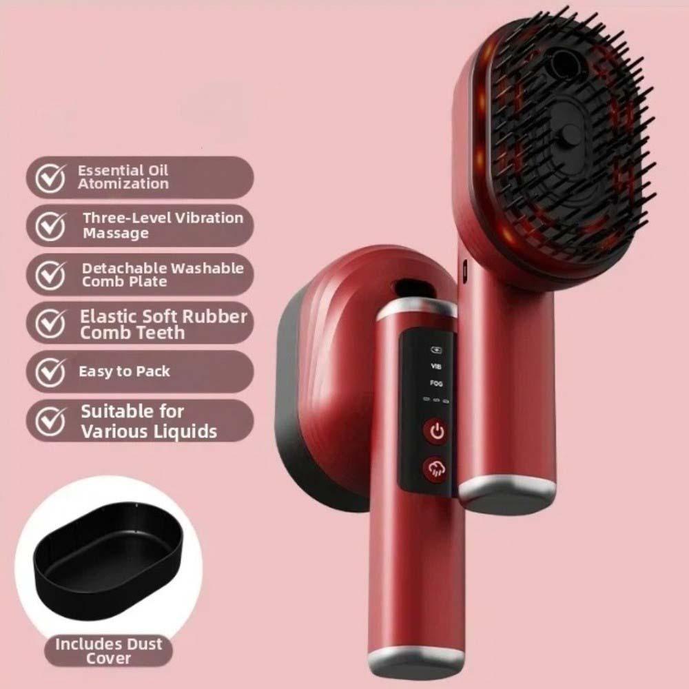 Anti-Frizz Large Tank Electric Spray Hair Brush Hair Care 2-In-1 Misting Hair Brush Gift красный