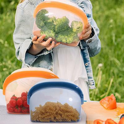 1000/1500ml Silicone Fresh-keeping Bag with Pinch Lock Closure Food-Safe Silicone Dishwasher Microwave
