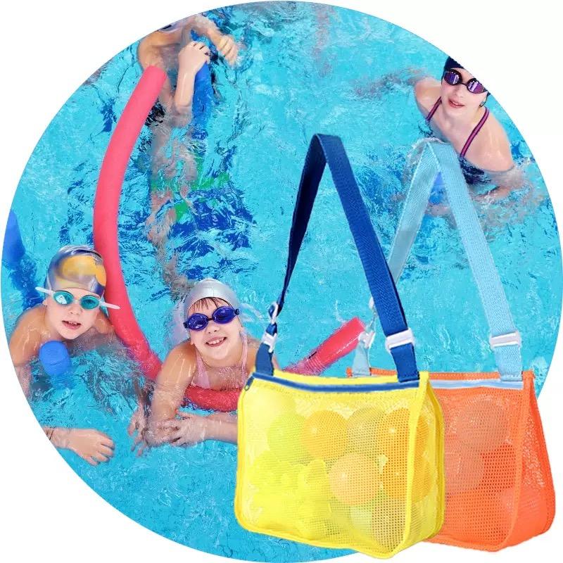 Tragbare Mesh-Strandtasche, Waschhandtasche, Bade-/Schwimmen-/Badetasche, transparente Reise-Kulturtasche