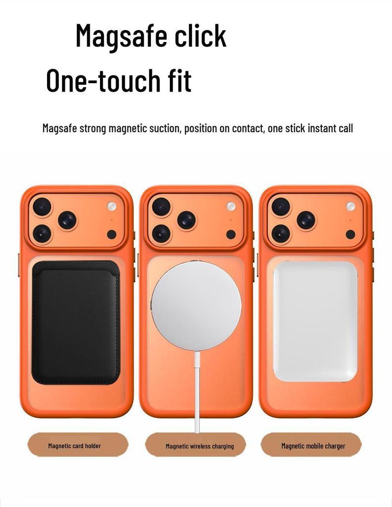 Compatible iPhone 17 Pro Max Magnetic Protective Case - Drop-proof, Rotating Air Matte Holder.