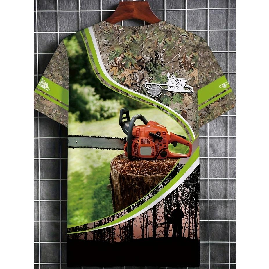 Men Tees Summer Tool Engineering Printed T-shirt Men's Casual Street Style Elastic Round Neck 3d T-shirts