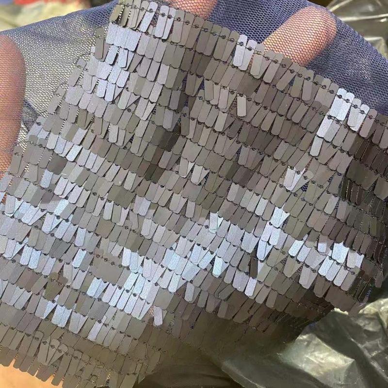 

1 ярд довжиною 3x9 мм сітчаста тканина з прямокутними паєтками для індивідуального пошиття вечірніх весільних суконь, жіночих суконь, тканин для вечірніх суконь 3yard