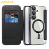 For Samsung Galaxy A36 5G Case Compatible with MagSafe RFID Blocking Card Holder Leather Phone Cover