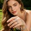 2Pcs/Set Women Ring Set Zinc Alloy Metal Rings with Rhinestones Claw Bezel Setting Classic