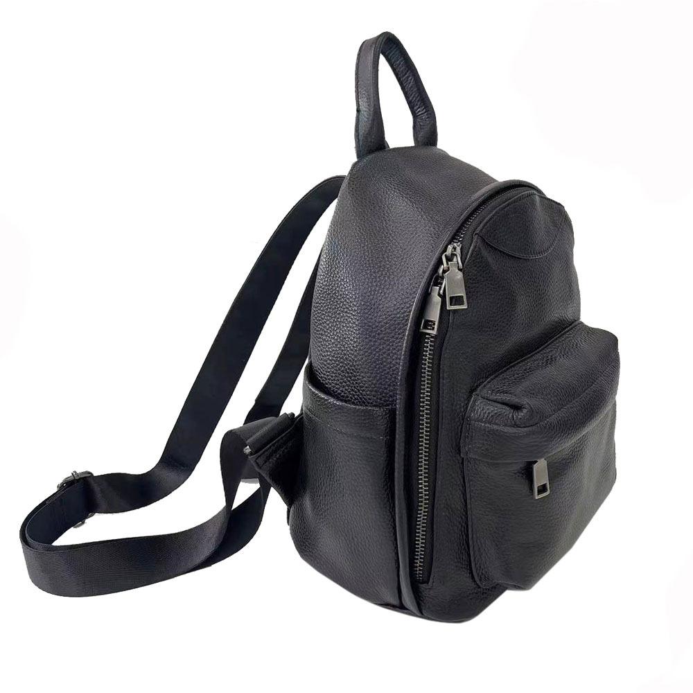 Leather Backpack Black Cowhide Soft Leather Versatile Small Women'S Backpack Travel Bag