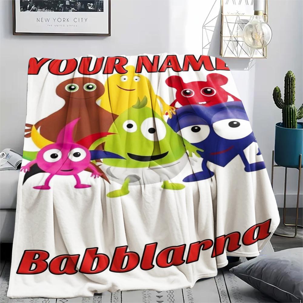 1PC Custom Name Babblarna Patterned Flannel Blanket Suitable For All Seasons for Home Decor Warmth and Comfort Gifts Holiday Present