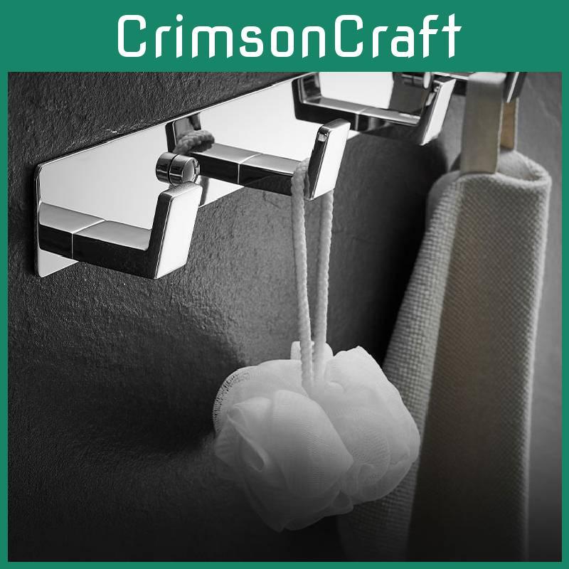 4 Hooks Coat Wall Mount Screw Hook Chrome Bath Towel Robe Rack Bathroom Kitchen