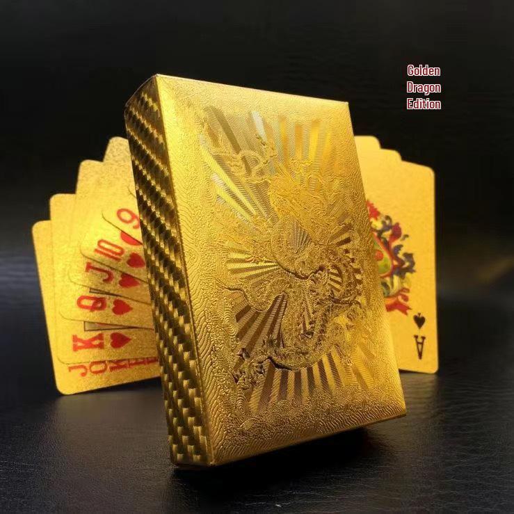 Gold Foil Black Plastic Playing Cards - Waterproof, Wear-Resistant PVC for Dou Dizhu Entertainment