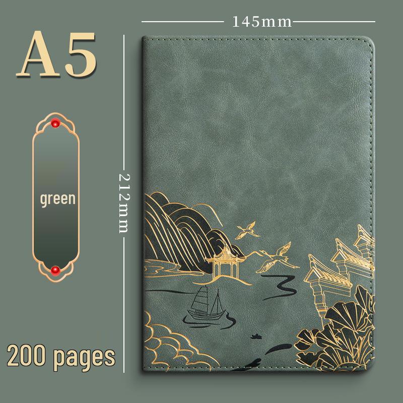 A5 Thickened Soft Leather Business Notebook with Custom Logo 100 sheets, 200 pages