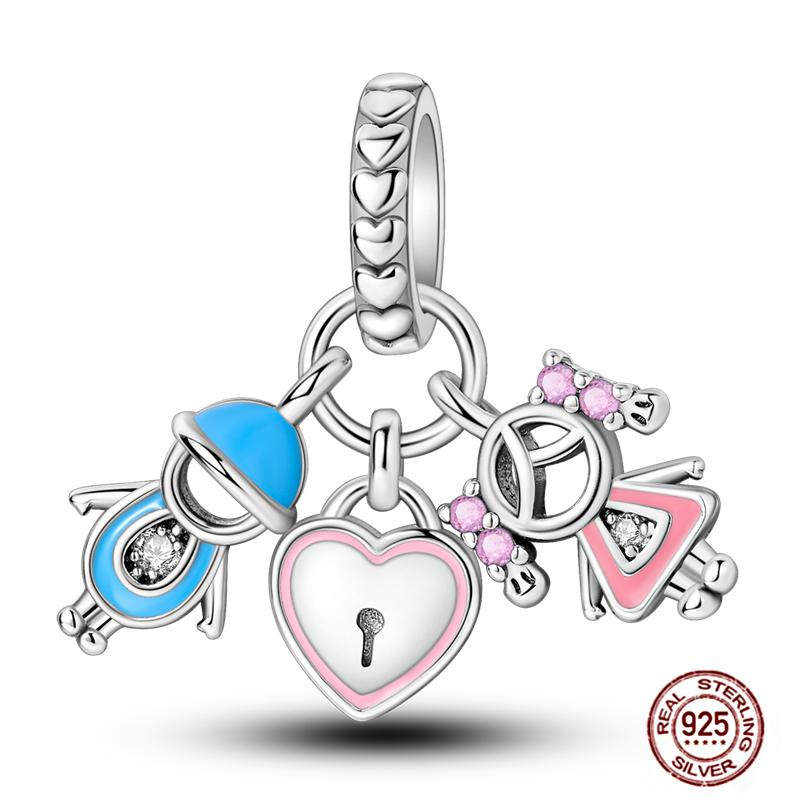 Charms Plata De Ley 925 copper Original Devil's Eye Perfume Bottle Bow Silicone Spacer Beads Women Bracelet DIY Zircon Pendants