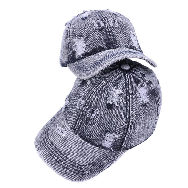 Unisex American Retro Distressed Denim Baseball Cap – Spring/Summer 2025