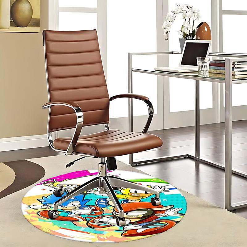 

1pc Sonic the Hedgehog Anime Cartoon Design Round Carpet Office Chair Mat, NonSlip Rug for Home Decor, Living Room, Bedroom, Game Room 80cm