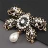 SKEDS Women Girls Elegnat High-end Flower Pearl Crystal Brooch Pin Fashion Exquisite Party Banquet Badges Corsages For Lady