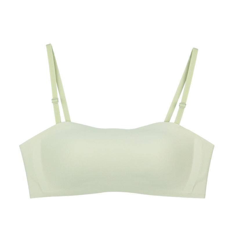 Strapless anti-skid tube top, seamless steel rim, large chest, small one-piece seamless underwear, summer thin text S
