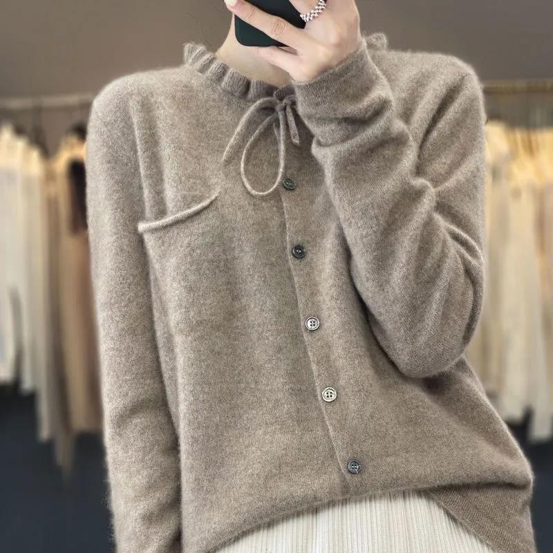 Sweaters Coat Cardigan for Women Winter Oversize Fleece Thickened Solid Color Loose Long Sleeve Knit Sweaters Coat