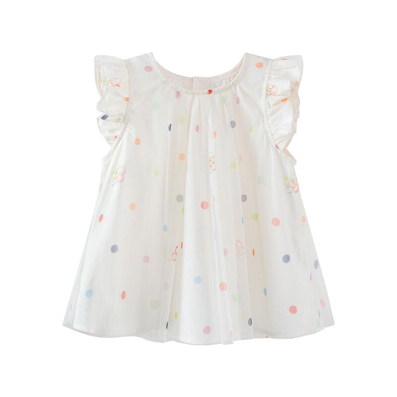 Minibala Girls' Short Sleeve Puff Sleeve Mesh Top