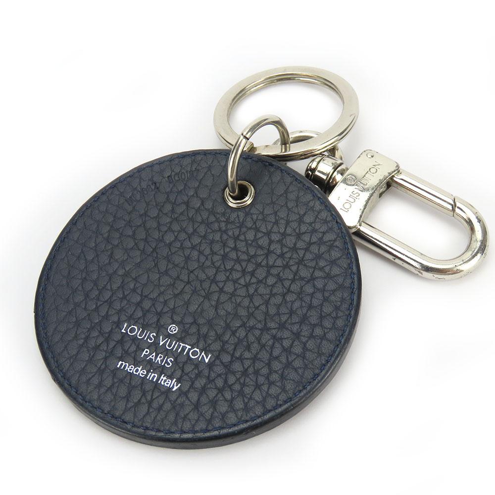 Used LOUIS VUITTON key ring Portocre MP2082 Taurillon Clemence Initials leather Navy white Accessory