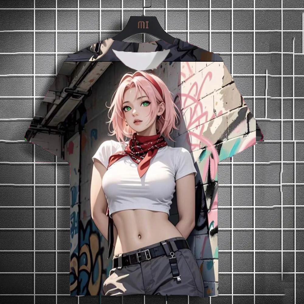 Men's Anime Character Graffiti Tee 3D Sexy Beauty Print Poster Style T Shirt Trend Men/Women Short Sleeve Y2k Tshirt