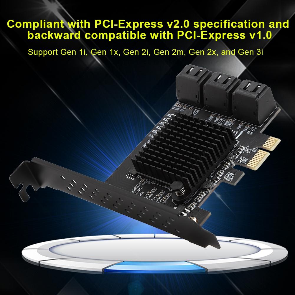 6 Port SATA 3.0 PCI Express Expansion Card Riser Card Compatible for SATA6G 3G 1.5G HDD