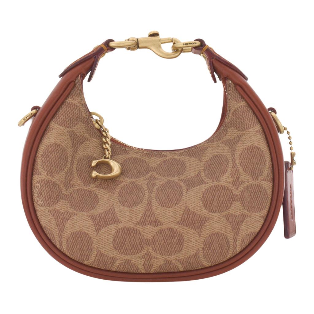 Coach Jonie 15 Top Zip Closure Faux Leather With Cowhide Mini Shoulder Crossbody Handbag Women Handbag Brown Yellow Red CR510-B4NQ4