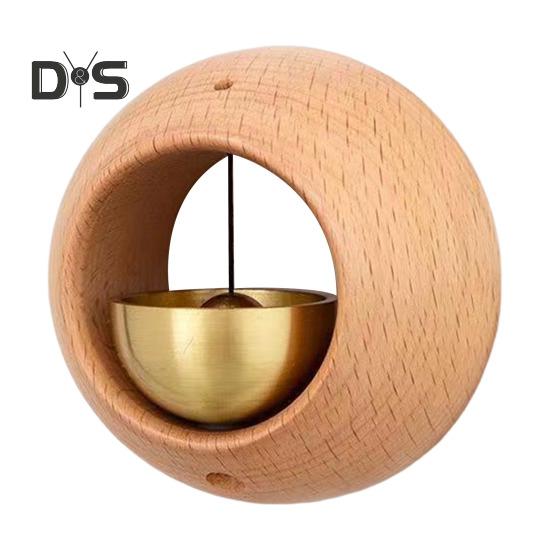 

Деревянный латунный колокольчик для владельцев магазинов с громким звуком, подвесной колокольчик для входной двери, подвесная музыка ветра, магнитный дверной звонок для открытия двери, украшение для входа в магазин, домашний офис A Round