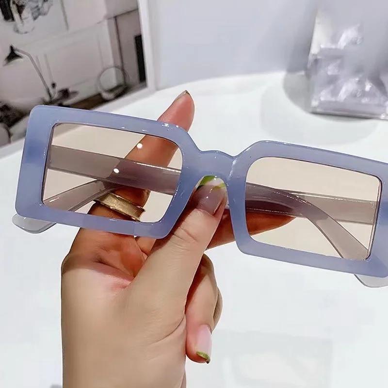 New Fashion Small Rectangular Frame Sunglasses Retro Vintage Glasses Jelly Color Sun Shade Glasses Female Summer Beach Eyewear