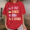 KPop Hand Symbol Unisex Women tops RaUnisex Bubble Tea Boba South Korea Music Lover cotton TShirt Gifts K drama Girl Boy Daughter tees