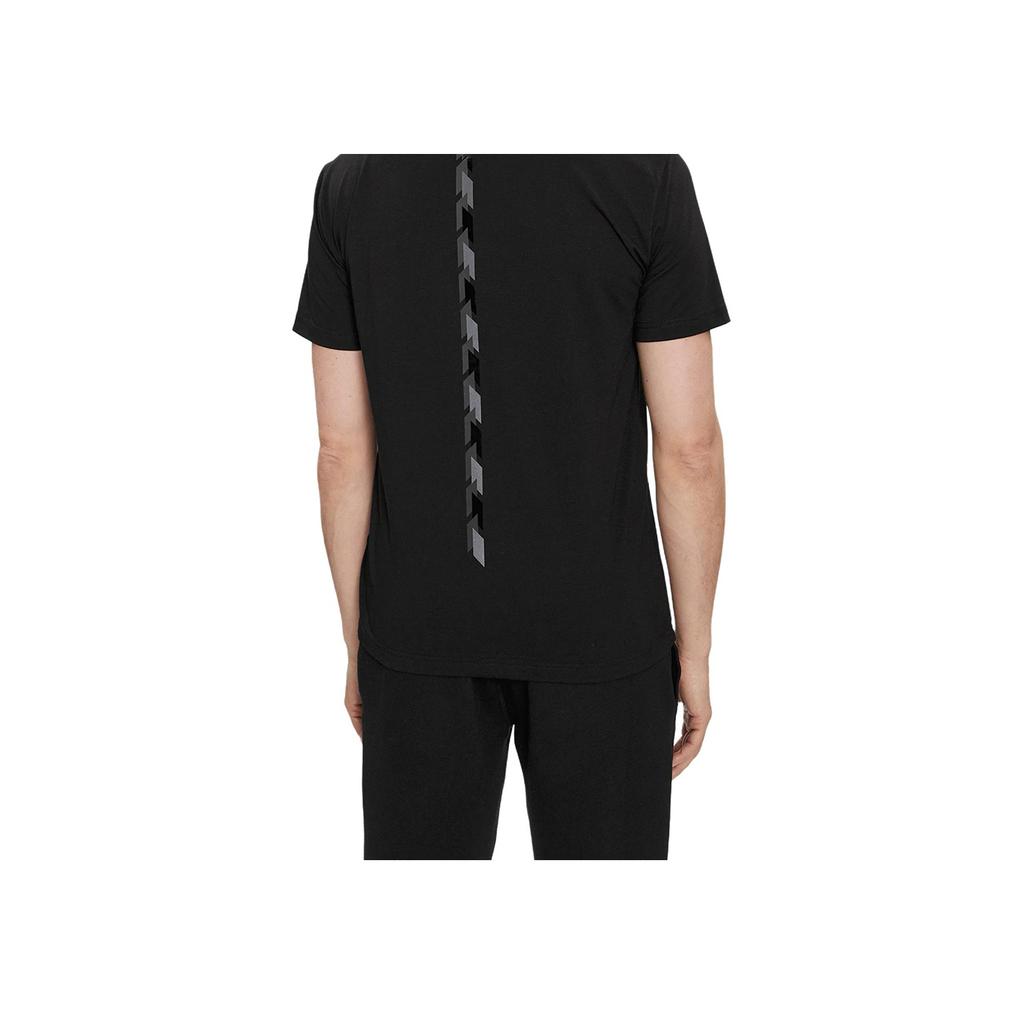 Emporio Armani Logo Letter Print Round Neck Short Sleeve T-Shirt Men Tops Black 3DPT36-PJULZ-1200