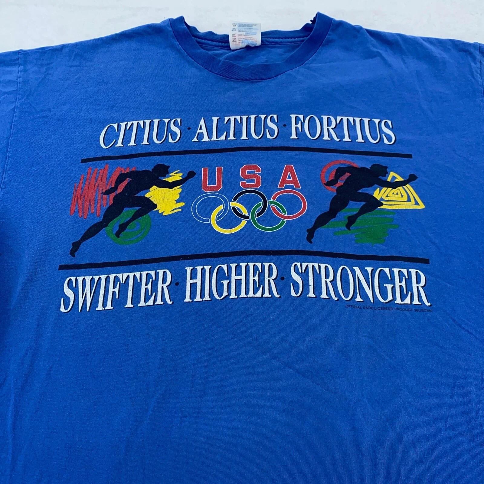 винтаж 90-е ОЛИМПИЙСКИЕ ИГРЫ CITIUS ALTIUS FORTIUS БЫСТРЕЕ ВЫШЕ СИЛЬНЕЕ США Футболка L/XL 2XL