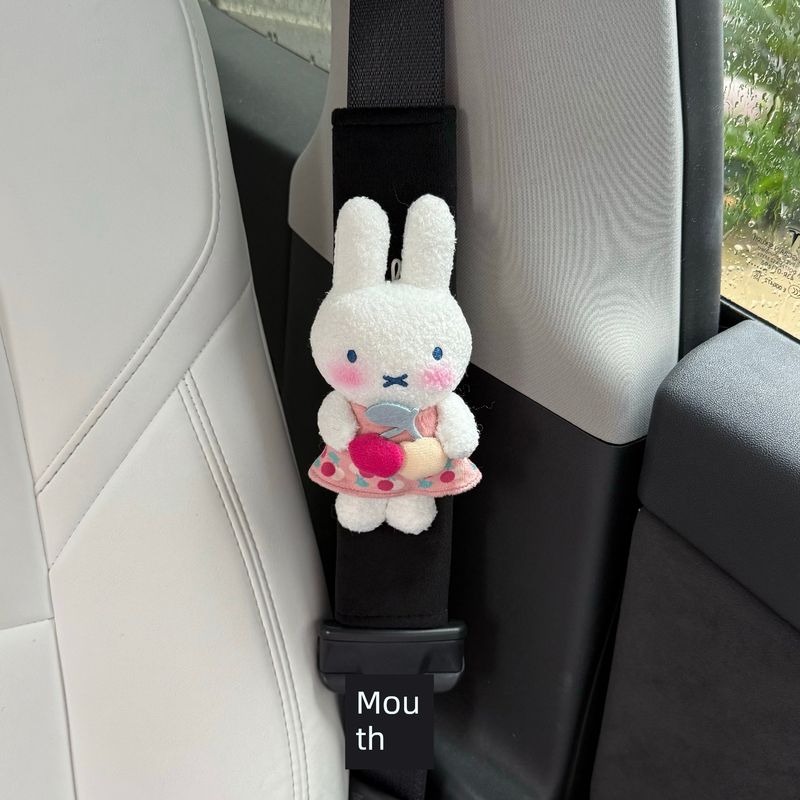 Strawberry Cherry Miffy Rabbit Car Seatbelt Shoulder Pad Four Seasons Anti-Strangling Seatbelt Decorative Protection New Car Gift Cherry Miffy Shoulder Pad (Black)