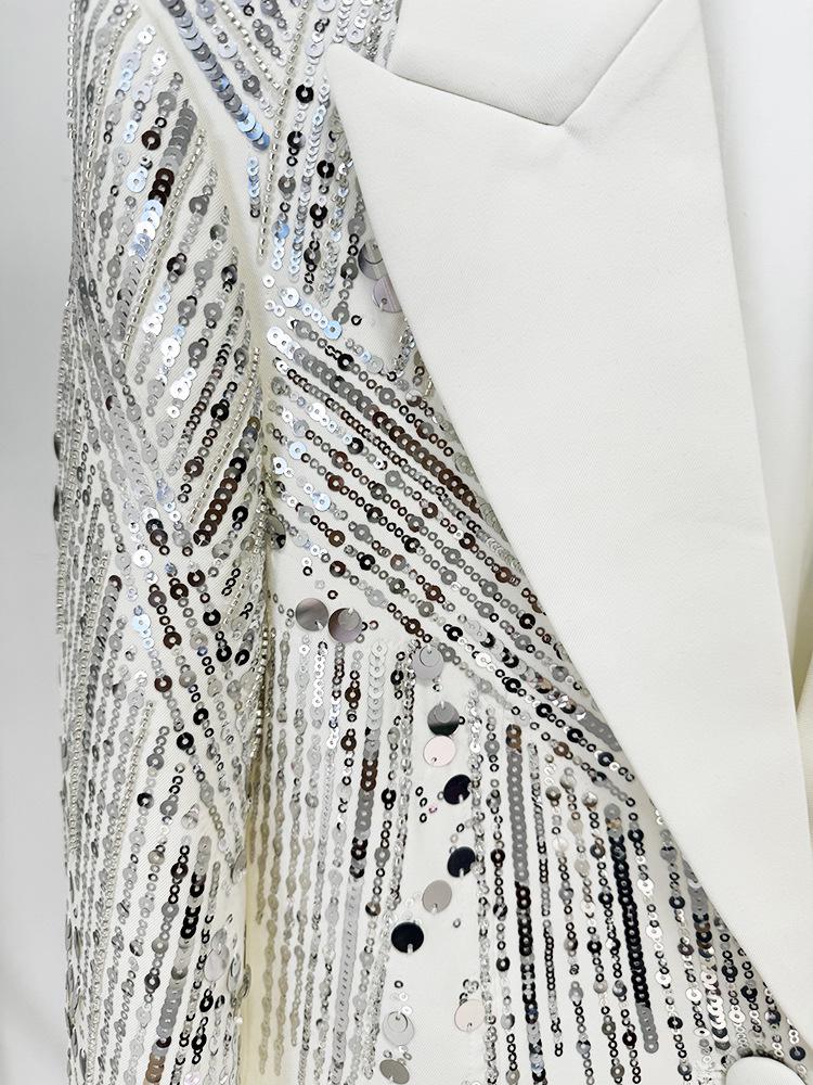 Skladem 2025 Evropská a americká celebrita Móda Korálkový flitrovaný vyšívaný oblek a kalhoty set