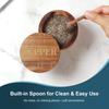 Bamboo Salt Cellar, 2 PCS Salt Container with Built-in Spoon, Salt Box Bowl with Magnetic Swivel Lid, Elegant Kitchen Salt Holder Saver Jar To Storage