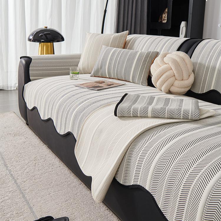 Special-shaped Sofa Cushion, New Sofa Mat In Summer, Fixed Non-slip and Cool In Summer, Advanced Sense, Straight Row Cover Cloth Towel