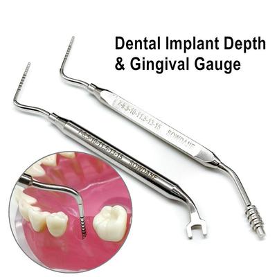 Dental Implant Depth Gingival Gauge Depth Measuring Ruler Deep Probe Dental Implant Caliper Measuring Tool Stainless Steel