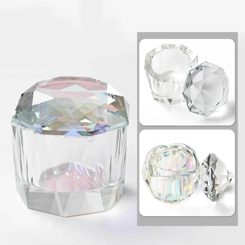 Luxurious Artificial Crystal Nail Brush Cleaner With Scratch Resistant Surfaces Crystal Glass Dish For Salon Use