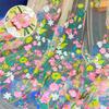1yard Flowers Pattern Embroidery Applique Lace Fabric Plant Flower Embroidered Mesh Fabric for Dress Gown Clothing DIY Sewing