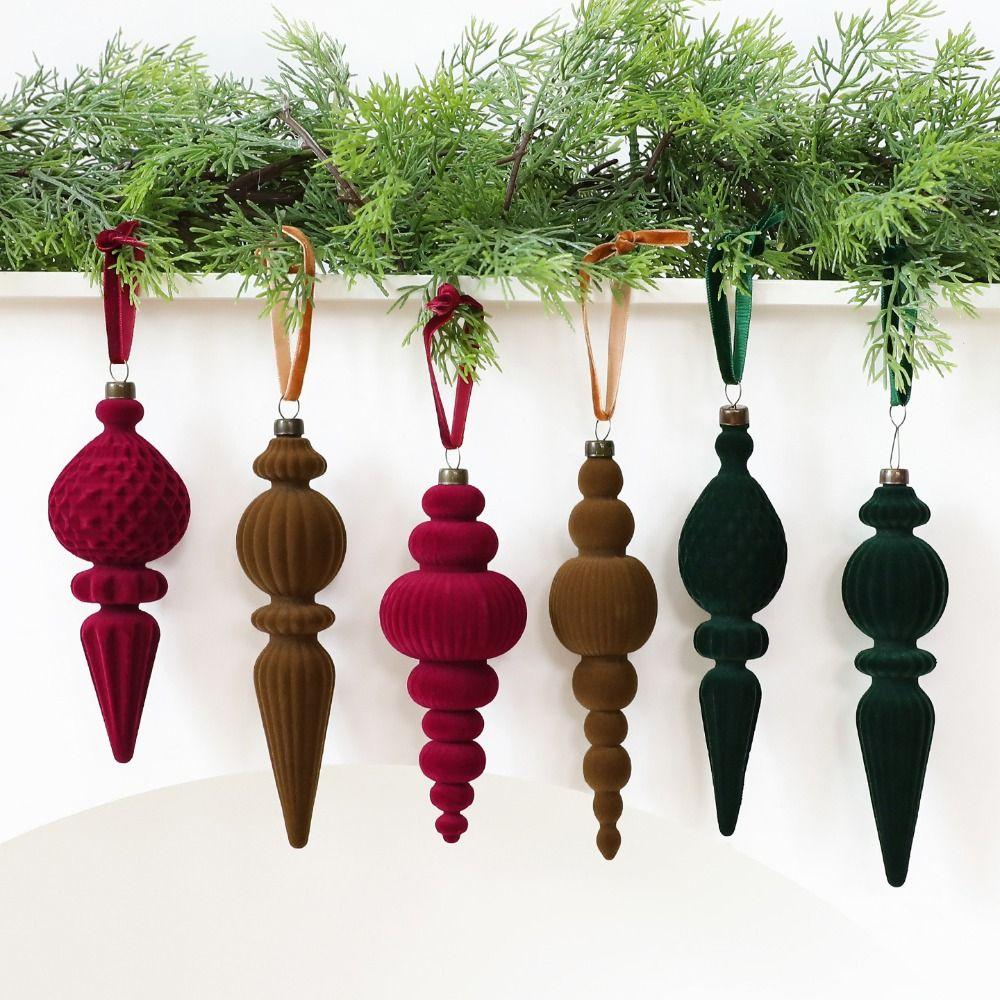 Flocked Christmas Ball Ornament Ice Cone Christmas Decorations New Xmas Baubles  New Year Gift