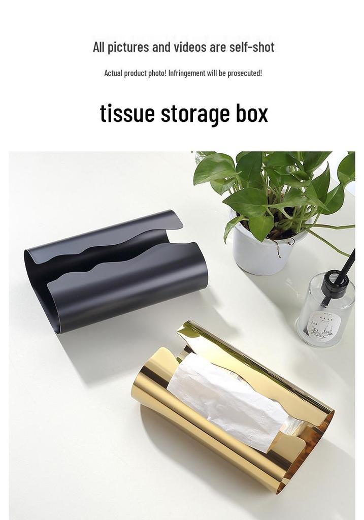 Gebogene Edelstahl-Taschentuchbox - Luxuriöse Dekoration im nordischen Stil für das Wohnzimmer