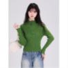 Half-zipper Lapel Long-sleeved Knitted Base Layer, A New Slimming and Form-fitting Short Sweater Top for Women in Autumn and Winter