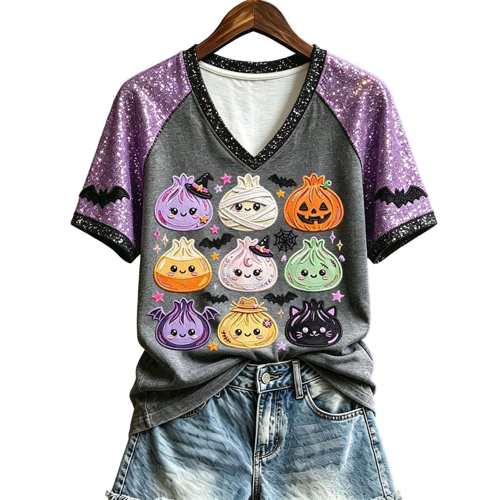 Women's Halloween Cute Printed Short Sleeve T-Shirt
