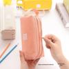 Ins Style Double Layer Canvas Pencil Case for Students - Simple, Creative Design with Zippers