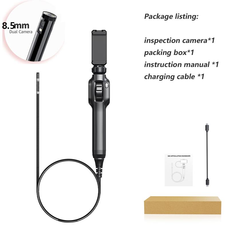 Industrial Endoscope with 8mm Articulating Camera HD1080 Two-Way Articulating Borescope Cars Inspection Camera for IOS Android
