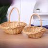 Portable Handheld Rattan Woven Basket Handwoven Decorative Fruit Storage Basket Multi-functional Picnic Basket Kitchen Organizer