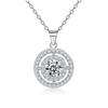New Round Time Diamond Plate 925 Sterling Silver Necklace Women's Niche Design European and American Fashion Pendant Collarbone Chain