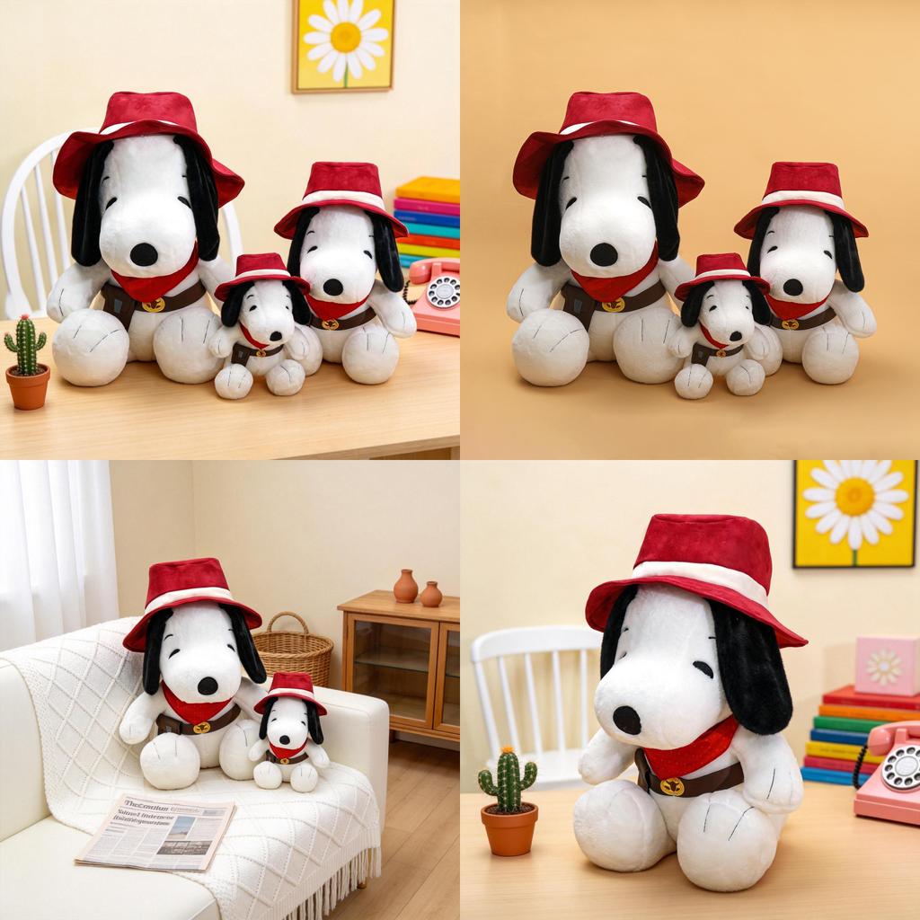 Classic Western Cowboy Snoopy Plush Toy With Polyester Fiber Filling For Kids And Collectors
