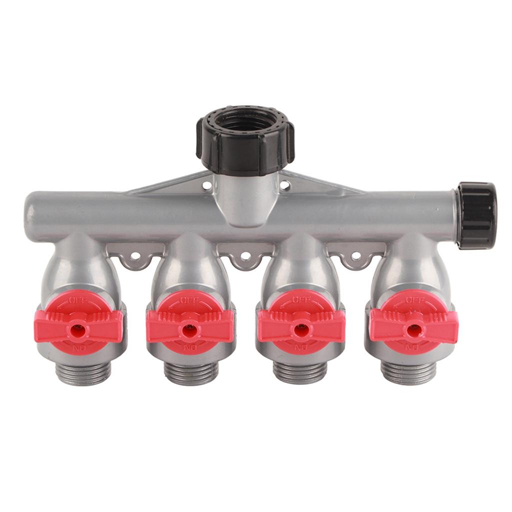 G3 4in Zinc Alloy 4 Way Water Faucet Splitter Connector Adapter Valve Garden Accessories