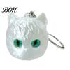 Cat Shaped Ornament 3D Printed Head Keychain, Cute Kawaii Kitten Bag Charm with Pearlescent Finish & Bright Green Eyes, Lightweight Animal Pendant Key
