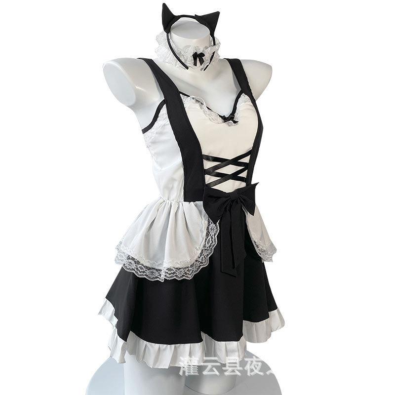Sexy Bed Plus Size Uniform Seduction Lingerie Passion Night Fan Hot Maid Maid Dress Set