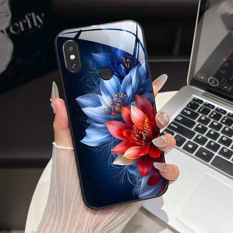For Redmi Note 5/Note 6 Phone Case Trendy Design Tempered Glass Bumper For Xiaomi Redmi Note 5 6 Pro Full Protection Back Covers